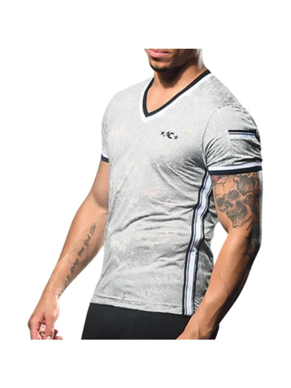Andrew Christian Energy Burnout Sleeve Pocket Tee Medium Grey